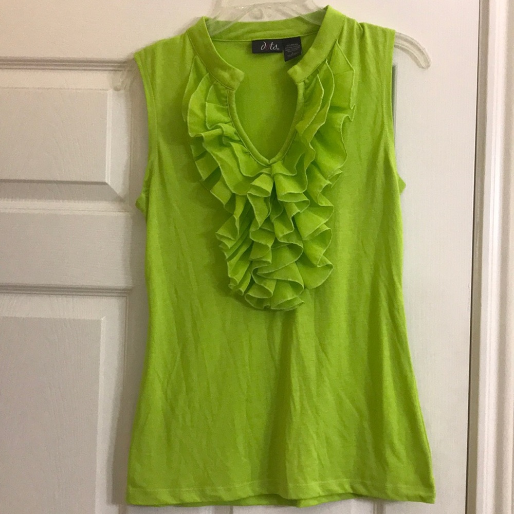 Bright green sleeveless top
